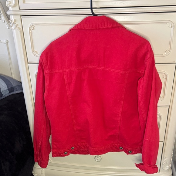 Forever 21 Bold Red Jean Denim Jacket - Picture 2 of 3